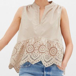 Gap Peplum Eyelet Top Sleeveless Blouse L